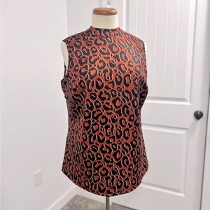 Women's Ashley Stewart Top Size 14/16 Red/Orange/Black Leopard Print Sleeveless